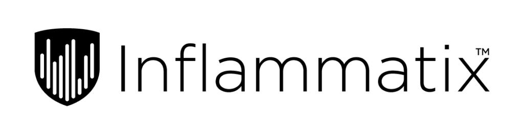 Black and white Inflammatix logo shield